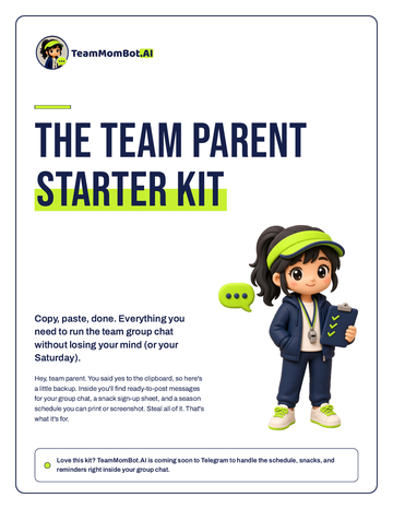 Page 1 of the Team Parent Starter Kit: the cover